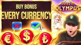 BUYING a BONUS with EVERY CURRENCY on GATES OF OLYMPUS!! (Bonus Buys)