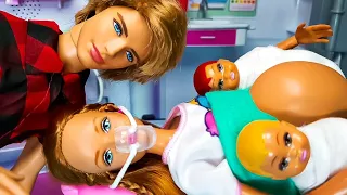 Barbie Midge & Ken Doll Go To The Hospital NEWBORN BABY! Nurse Barbie Medical Center Playsets