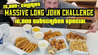 13,000 Calorie Long John Silver's (FISH & CHIPS)  Challenge- 10,000 Subscriber SPECIAL - MAN vs FOOD