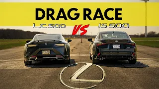 2022 Lexus IS500 vs Lexus LC500, same engine, same result? Drag and Roll Race.