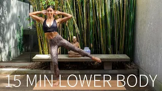 15 MIN LOWER BODY / GLUTES WORKOUT || At-Home Pilates (Stretch Included)