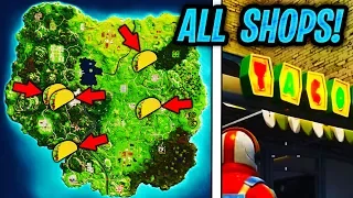 "Visit three different taco shops in a single match" ALL TACO SHOPS LOCATIONS FORTNITE BATTLE ROYALE