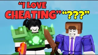 This Toxic E-GIRL got DESTROYED even while CHEATING.. (Roblox Bedwars)(Roblox Bedwars)