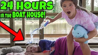 24 Hours In The Boat House! Pranking My Mom And Catching Turtles