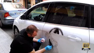 Removing Graffiti Tag From Car using World's Best Graffiti Safewipes