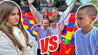 LAST TO LEAVE GIANT LEGO HOUSE CHALLENGE | BOYS v GIRLS