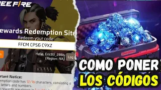 reward ff donde poner los códigos de canjeo en free fire