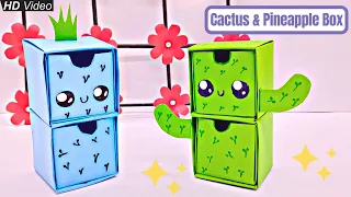 Origami Box Cactus and Pineapple | How To Make a Cactus and Pineapple Box | DIY Desk Organizer