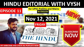 BEST Hindu Editorial in English | Hindu EDITORIAL in English | 12th November 2021 | By Vysh | HINDU