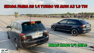 SKODA FABIA RS 1.4 TURBO vs AUDI A3 1.9 TDI drag race 1/4 mile 🚦🚗 - 4K UHD