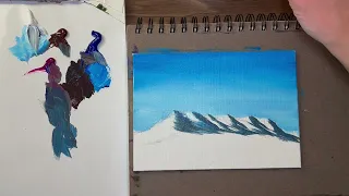 Acrylic Mountain Tutorial, ASMR Painting