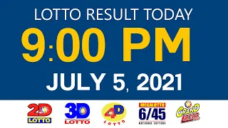 Lotto Results Today July 5 2021 9pm Ez2 Swertres 2D 3D 4D 6/45 6/55 PCSO