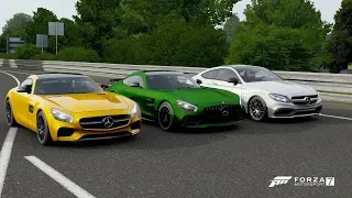 Forza 7 Drag race: Mercedes-AMG C63S vs AMG GTS vs AMG GTR