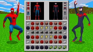 REALISTIC MILES MORALES vs SPIDER MAN Inventory Shop! MINECRAFT HOW TO PLAY SUPERHEROES INVENTORY!