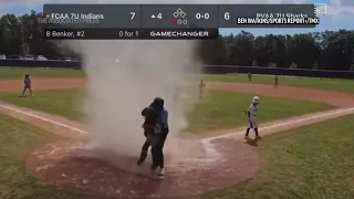 Boy rescued from dust devil at baseball game