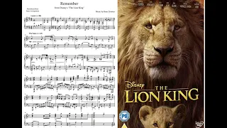 Remember - from Disney's "The Lion King" - piano solo music sheet