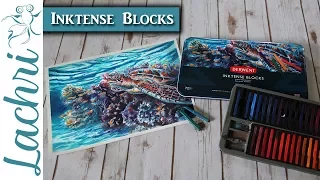 Painting the Sea Turtle cover for the new Inktense Blocks - Lachri