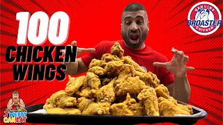 100 FRIED CHICKEN WINGS - BROASTERS CHICKEN CHALLENGE