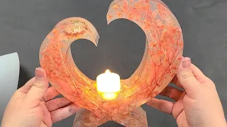 Resin dried flower tea light holder