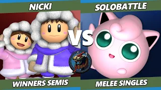 Valhalla IV Top 8 - Nicki (Ice Climbers) Vs. Solobattle (Jigglypuff) Smash Melee - SSBM