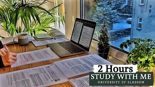 2 HOUR STUDY WITH ME on a SNOWY Night | Background noise, 10-min break, No Music, Study with Merve