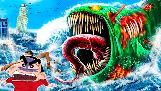 GTA 5 : Finding the ZOMBIE BLOOP with SHINCHAN In GTA 5 (Sea Monster) | ZOMBIE BLOOP Kill SHINCHAN