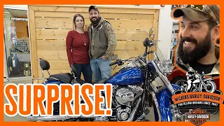 Wife Surprises Husband with a HARLEY-DAVIDSON For Christmas!