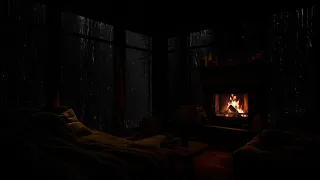 Rain and Fireplace Symphony for Ultimate Comfort - Say Goodbye to Stress