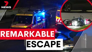 19-year-old motorbike rider remarkable escape following high speed police chase | 7 News Australia