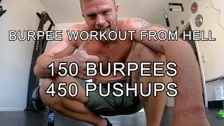 150 burpees 450 pushups. Home workout from hell 🔥