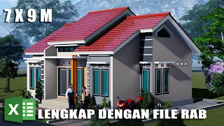 RUMAH MINIMALIS - 7 x 9 METER - 3 KAMAR TIDUR - COCOK UNTUK DI DESA || LENGKAP FILE RAB