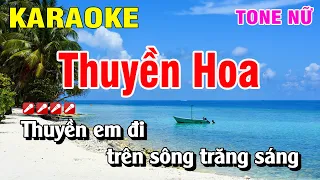 Karaoke Thuyền Hoa - Tone Nữ Nhạc Sống | Hoàng Luân