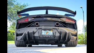 BEST Lamborghini Aventador SVJ Roadster - LOUD BLACK BEAST Interior SOUND DRIVE At Lamborghini Miami
