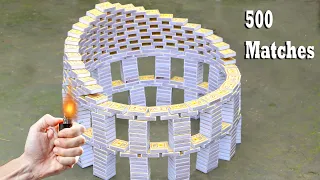 Colosseum with matches || fire experiment with 500 full matches