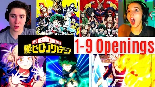 REACTING to My Hero Academia Openings 1-9 TOTALLY BLIND!! (First Time Watching) Anime Openings