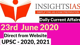 Insight IAS Current Affairs | 23rd June 2020 | IAS 2020 | IAS Exam 2020 | UPSC Prelims 2020