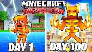 I Survived 100 Days as a FIRE SKELETON in Hardcore Minecraft !! (Hindi)