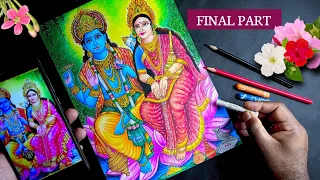 Lakshmi mata drawing, vishnu drawing, laxmi mata drawing, How to draw lord vishnu,oil pastel drawing