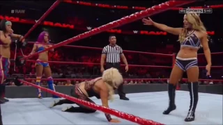 Raw After Mania Charlotte Flair, Emma And Nia Jax Vs Bayley , Sasha Banks And Dana Brooke