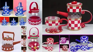 5 Beautiful Plastic Bottle Craft Ideas | How To Make Plastic Bottle Tea Set  | Best Out Of Waste