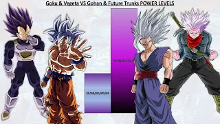 Goku & Vegeta VS Gohan & Future Trunks POWER LEVELS All Forms - DBZ / DBS