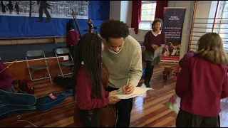 Sheku Kanneh-Mason at Jessop Primary School (BBC London, January 2022)