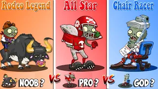 Football Allstar VS Rodeo Legend VS Zcorp Chair - Who Will Win? - PvZ 2 Zombie Vs Zombie