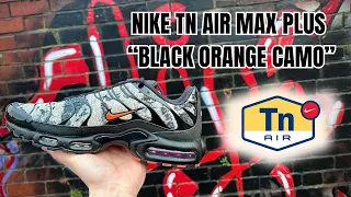 NIKE TN AIR MAX PLUS - "BLACK ORANGE CAMO / BLACK SAND DRIFT - SAFETY ORANGE" ON FOOT + REVIEW