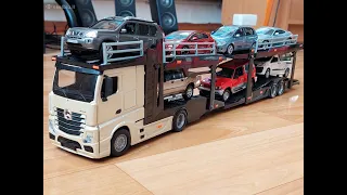 Diecast Mercedes Actros Car transport with car models 1:43