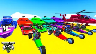 GTA V Mega Ramp On Super Cars, Bikes, Monster Truck By Trevor and Friends Stunt Map Racing Challenge