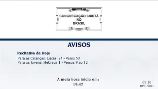 CCB Culto online 10/01/2021 às 10:00 horas