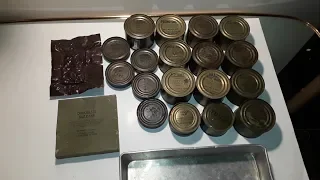 45 year old  Vietnam Combat Opening decades-old canned foods C Rations, Military Foods