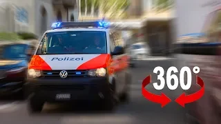 Swiss Police car emergency ride in Zurich - 360° video