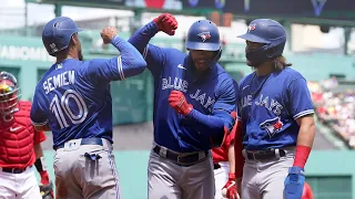 Teoscar Hernandez hits a pair of three-run home runs as Blue Jays clobber Red Sox with 8-HR day